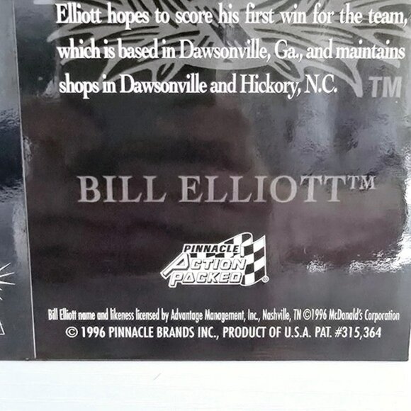 Nascar 1996 Bill Elliott Oversized Jumbo Trading Card Pinnacle Action Packed 90s - Picture 4 of 13